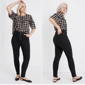Madewell 10” high-Rise Skinny Jeans in Berkeley Black: Button-Through Edition